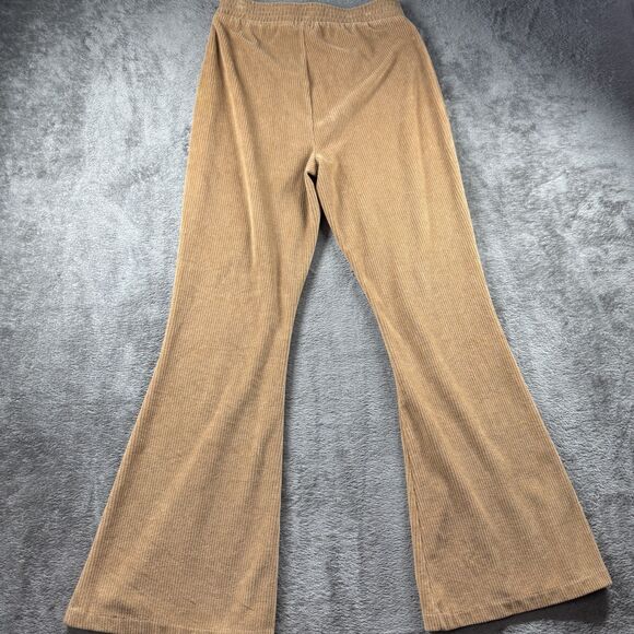 aerie Groove On Corduroy Flare Pants Pull On Elastic Waist Beige Small G217 - Picture 4 of 12